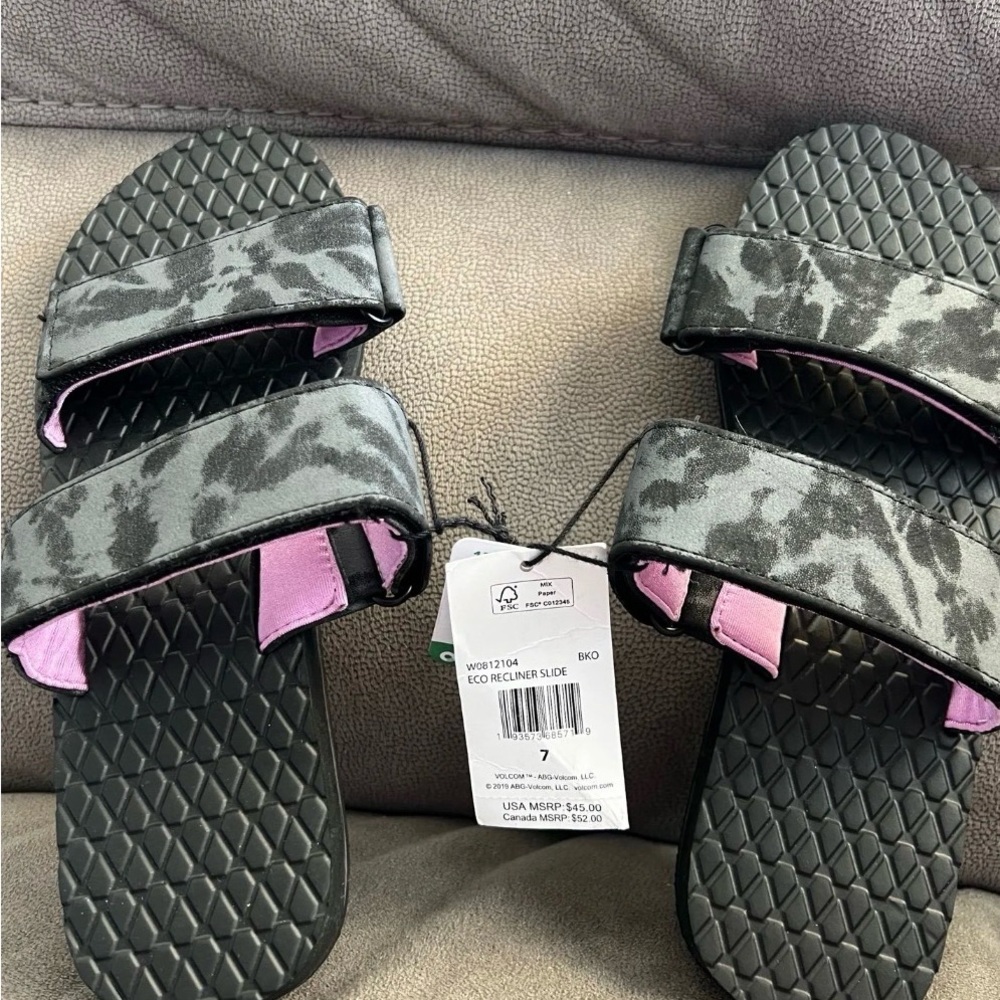 Volcom Black and Pink Women's Sandals